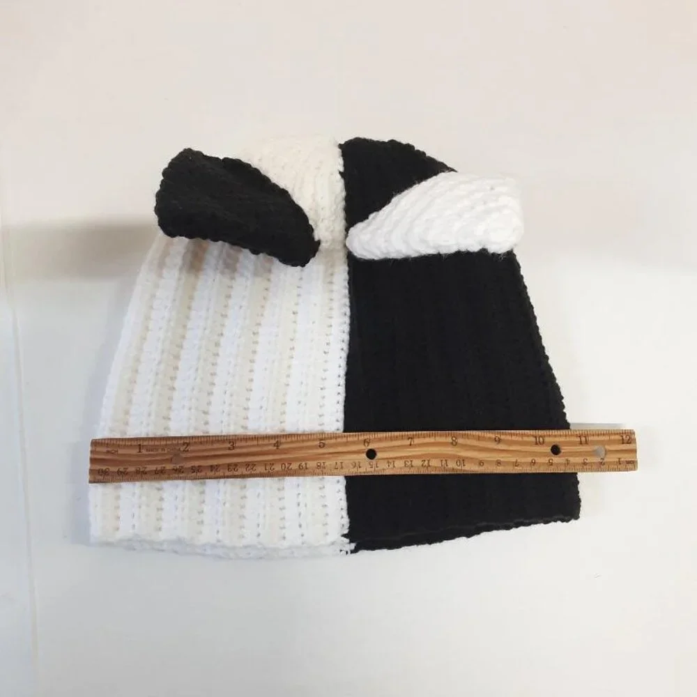 Handmade Crochet Split Color Cat Ear Beanie New - Picture 6 of 7